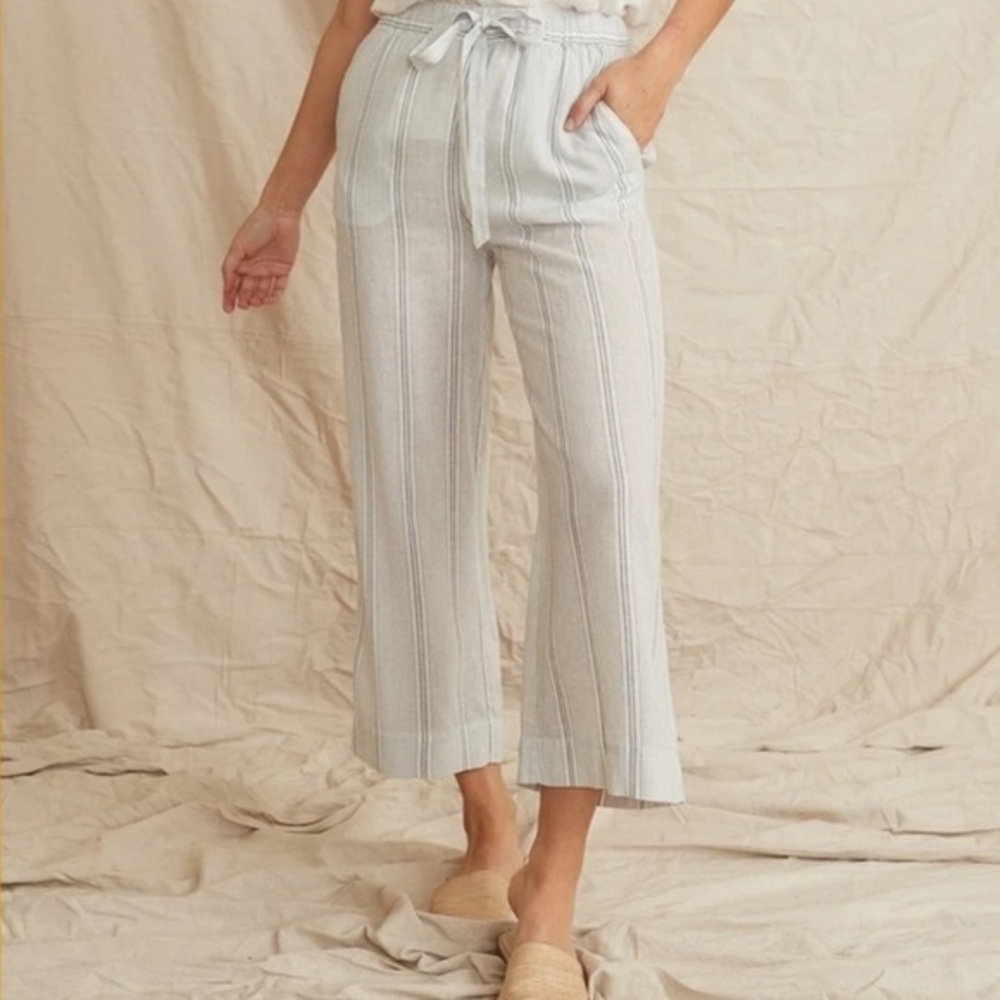 NWT Marine Layer Aly Pant Natural/Blue Stripe Size M
